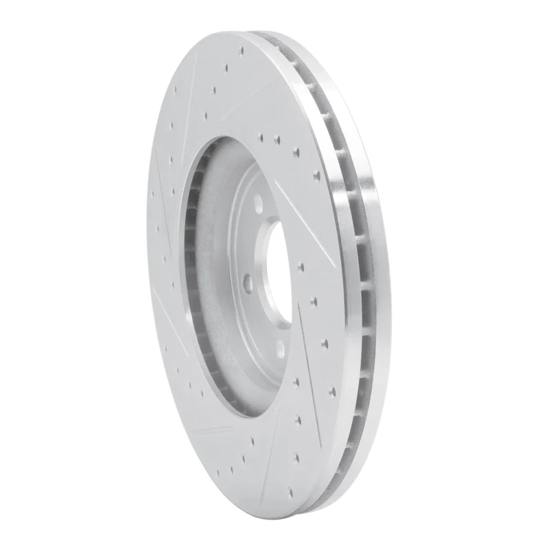 R1 06-10 Jaguar S-Type Front Right Drilled & Slotted Silver Brake Rotor - Image 2