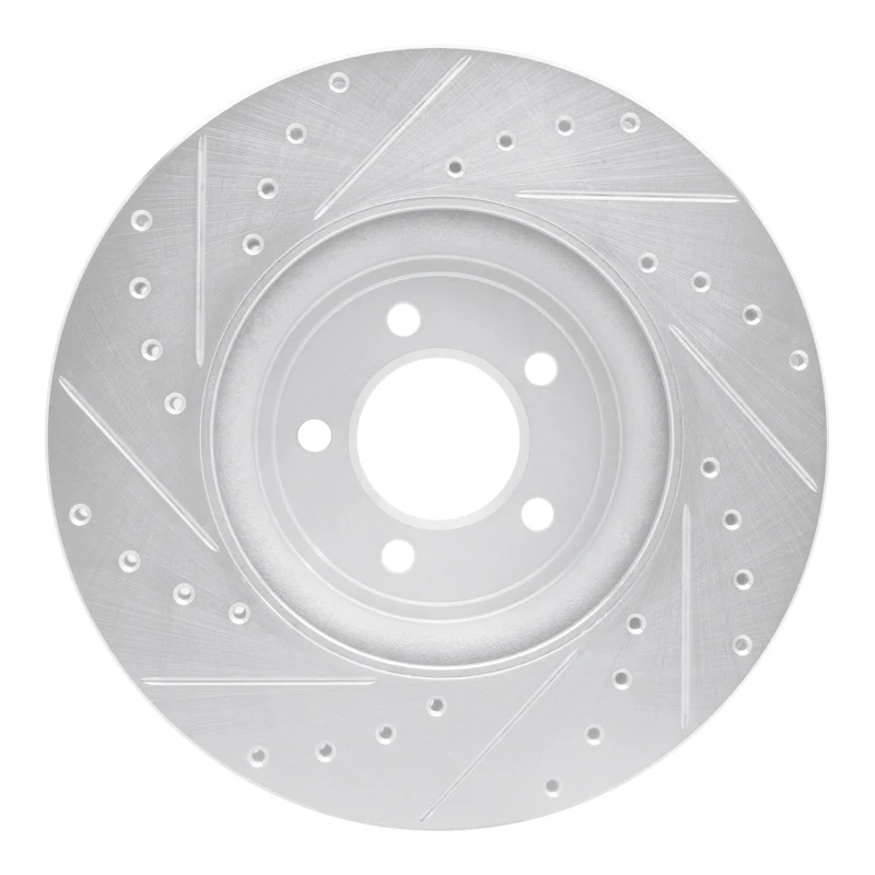 R1 06-10 Jaguar S-Type Front Right Drilled & Slotted Silver Brake Rotor - Image 5