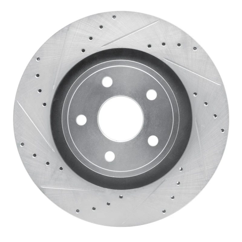 R1 06-10 Jeep Grand Cherokee Front Left Drilled & Slotted Silver Brake Rotor
