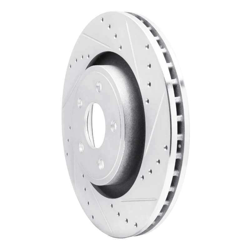 R1 06-10 Jeep Grand Cherokee Front Right Drilled & Slotted Silver Brake Rotor - Image 2