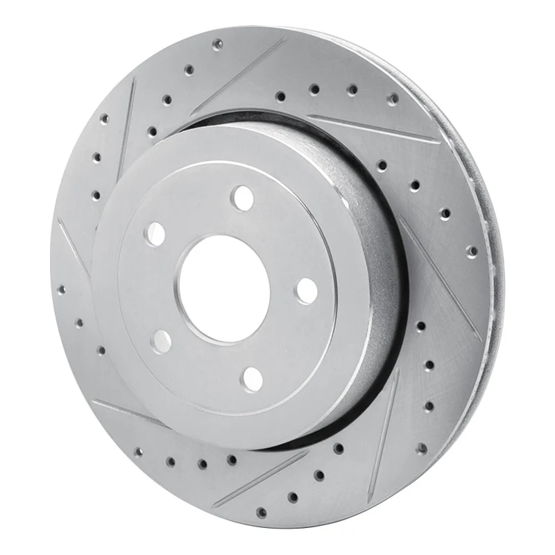 R1 06-10 Jeep Grand Cherokee Rear Left Drilled & Slotted Silver Brake Rotor - Image 3