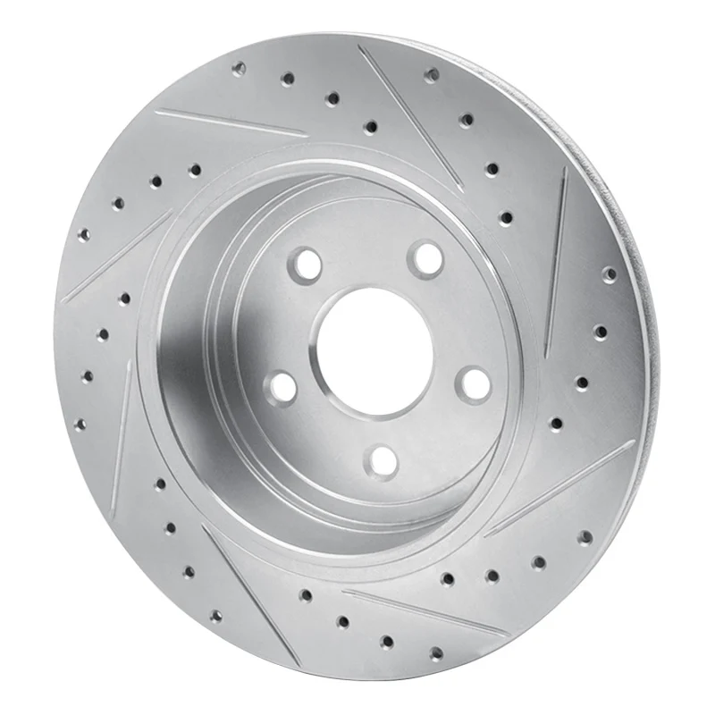 R1 06-10 Jeep Grand Cherokee Rear Left Drilled & Slotted Silver Brake Rotor - Image 5