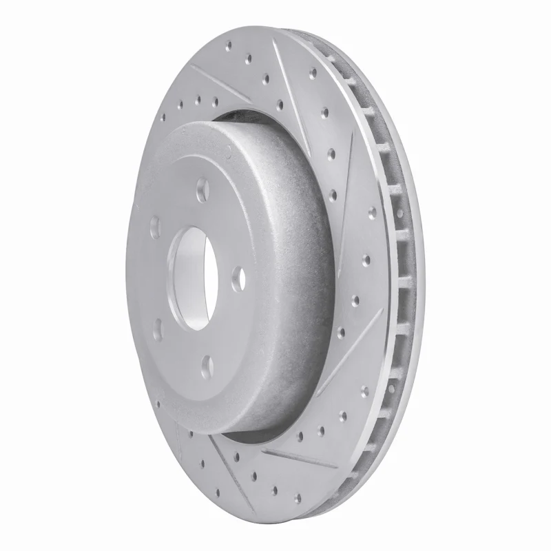 R1 06-10 Jeep Grand Cherokee Rear Right Drilled & Slotted Silver Brake Rotor - Image 2
