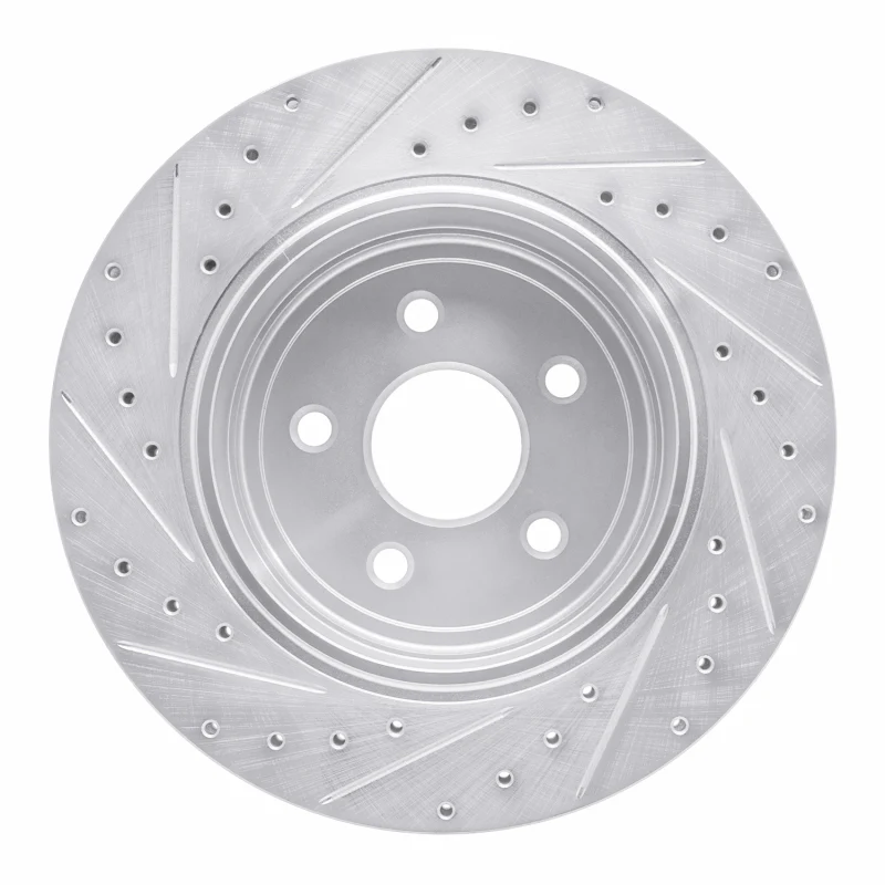 R1 06-10 Jeep Grand Cherokee Rear Right Drilled & Slotted Silver Brake Rotor - Image 4