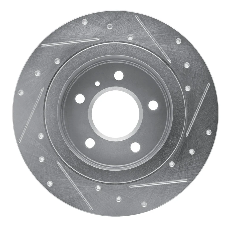 R1 06-11 Buick Lucerne Rear Left Drilled & Slotted Silver Brake Rotor - Image 2