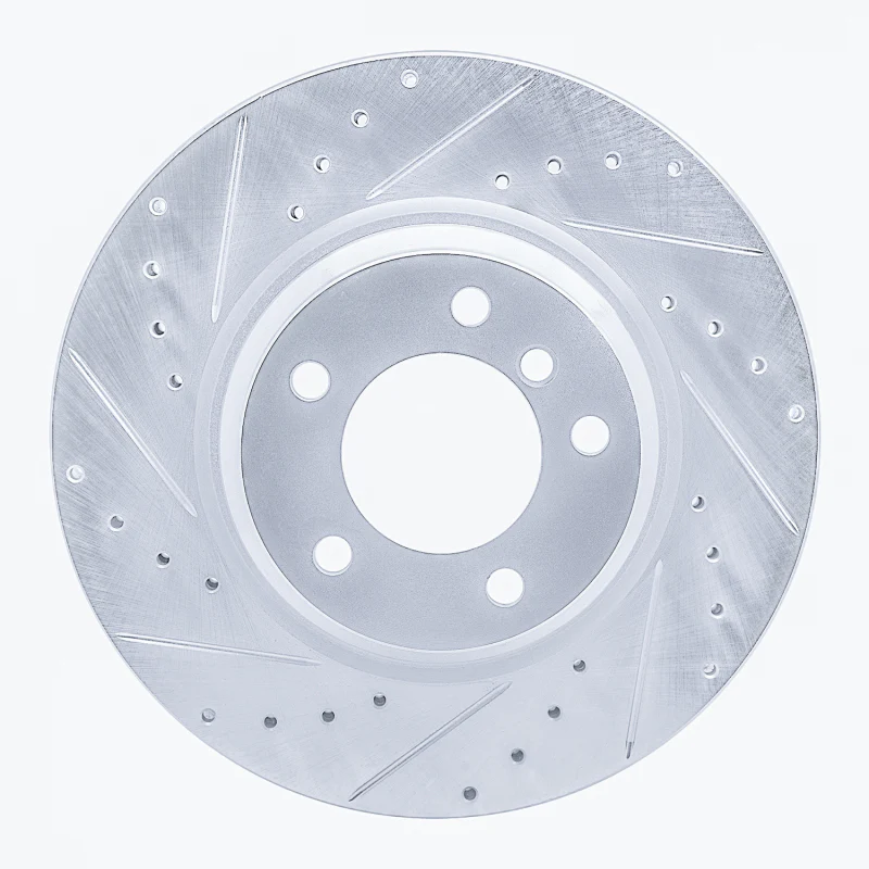 R1 06-12 BMW 330XI Front Left Drilled & Slotted Silver Brake Rotor