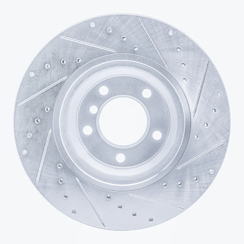 R1 06-12 BMW 330XI Front Left Drilled & Slotted Silver Brake Rotor - Image 5