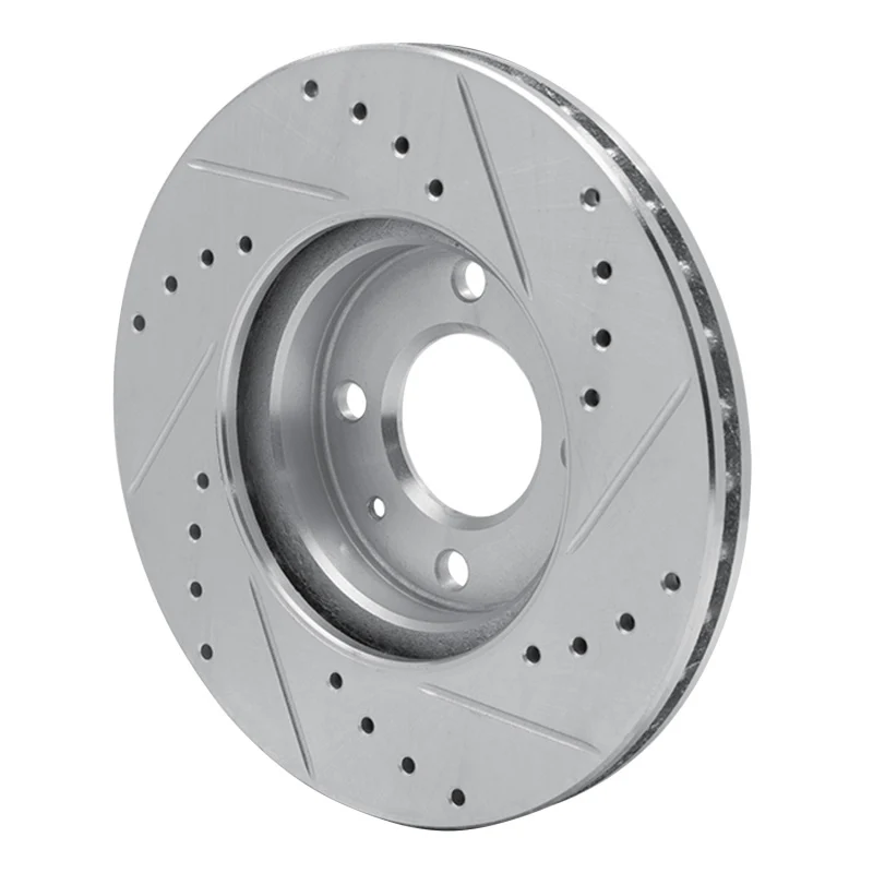 R1 06-12 Dodge Attitude (Mexico) Front Left Drilled & Slotted Silver Brake Rotor - Image 5