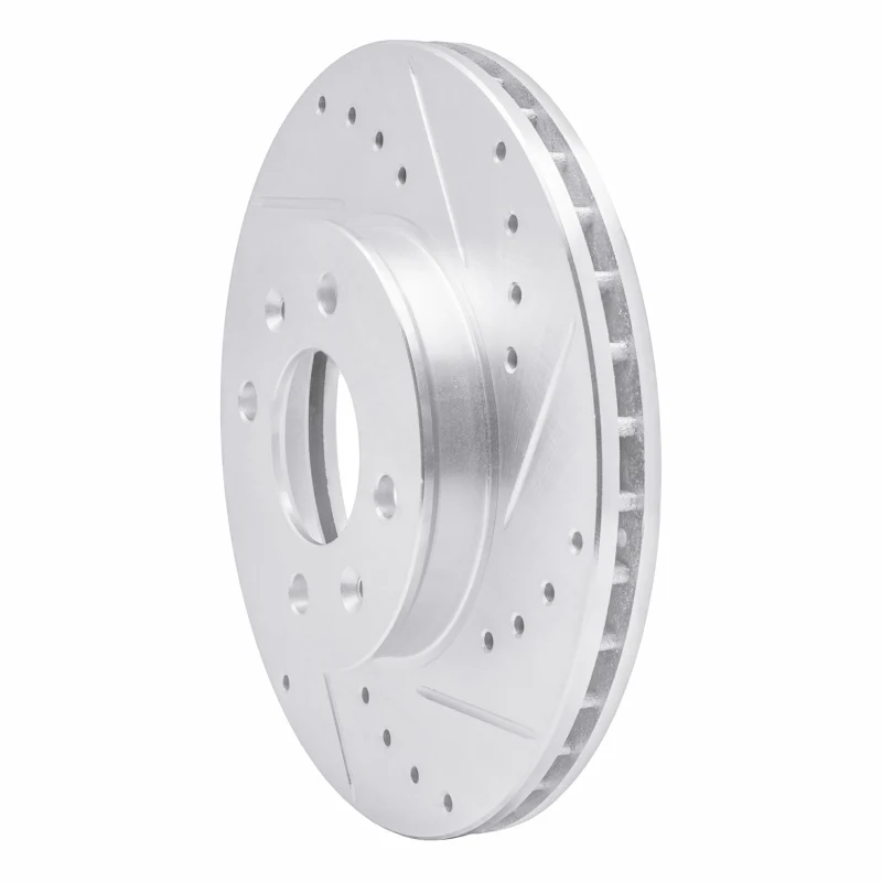 R1 06-12 Dodge Attitude (Mexico) Front Right Drilled & Slotted Silver Brake Rotor - Image 3