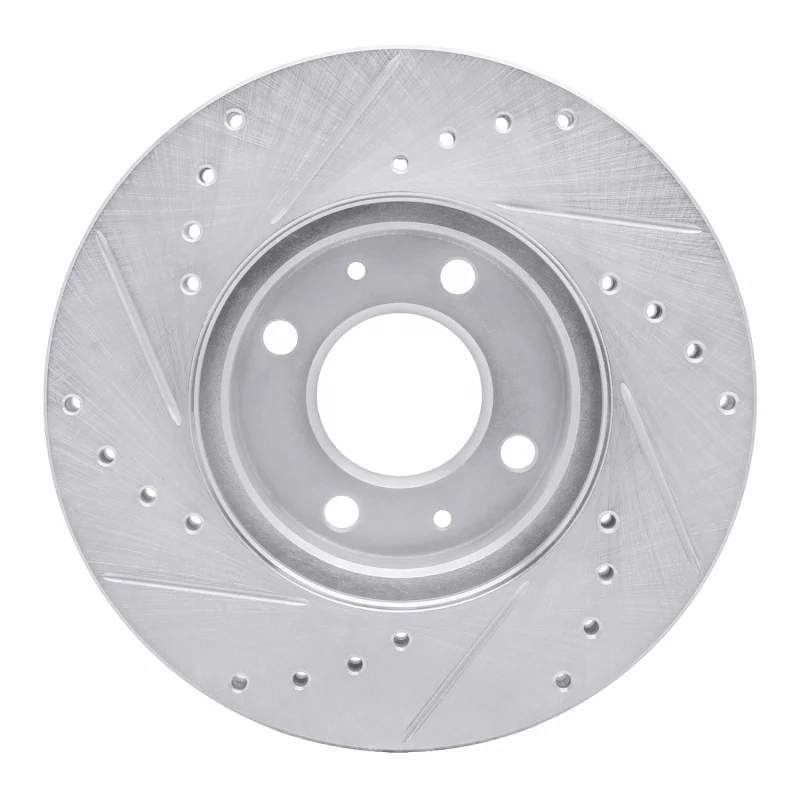 R1 06-12 Dodge Attitude (Mexico) Front Right Drilled & Slotted Silver Brake Rotor - Image 5