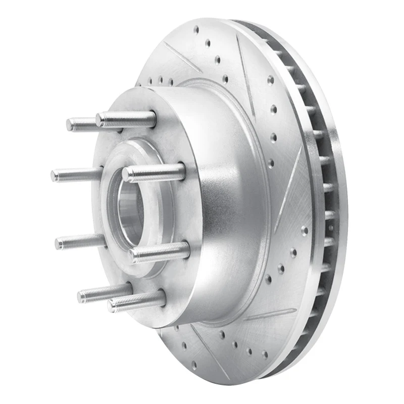 R1 06-12 Ford F-250 2WD (Super Duty) Front Right Drilled & Slotted Silver Brake Rotor - Image 4