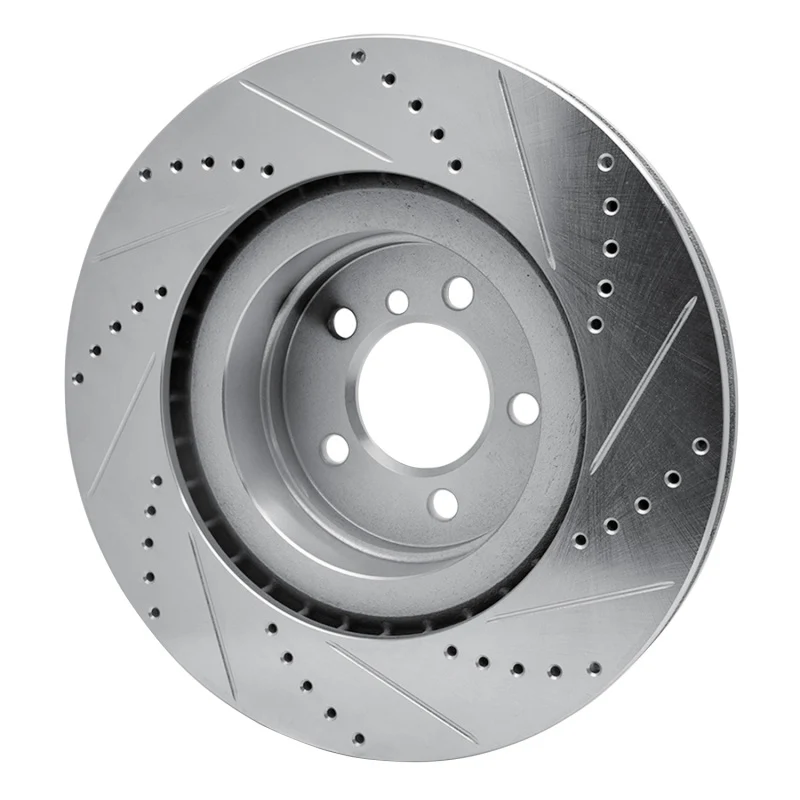 R1 06-12 Land Rover Range Rover Front Left Drilled & Slotted Silver Brake Rotor - Image 2