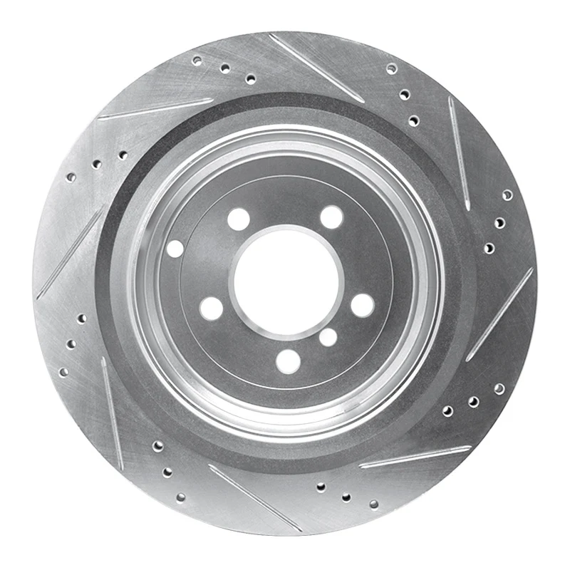 R1 06-12 Land Rover Range Rover Rear Left Drilled & Slotted Silver Brake Rotor - Image 2