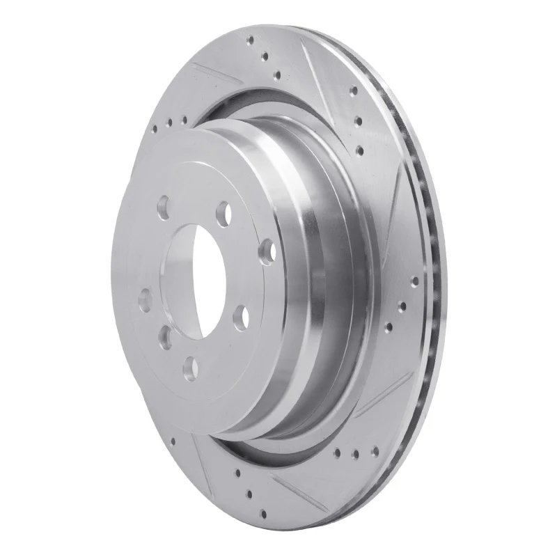 R1 06-12 Land Rover Range Rover Rear Right Drilled & Slotted Silver Brake Rotor - Image 2