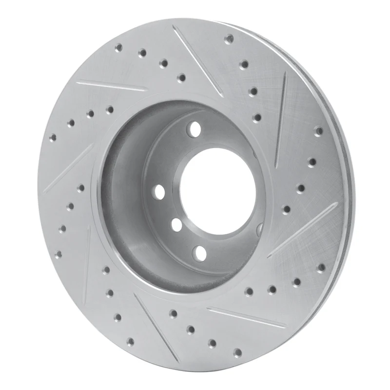 R1 06-13 BMW 128I Front Left Drilled & Slotted Silver Brake Rotor - Image 3