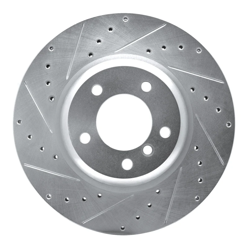 R1 06-13 BMW 135IS Front Left Drilled & Slotted Silver Brake Rotor