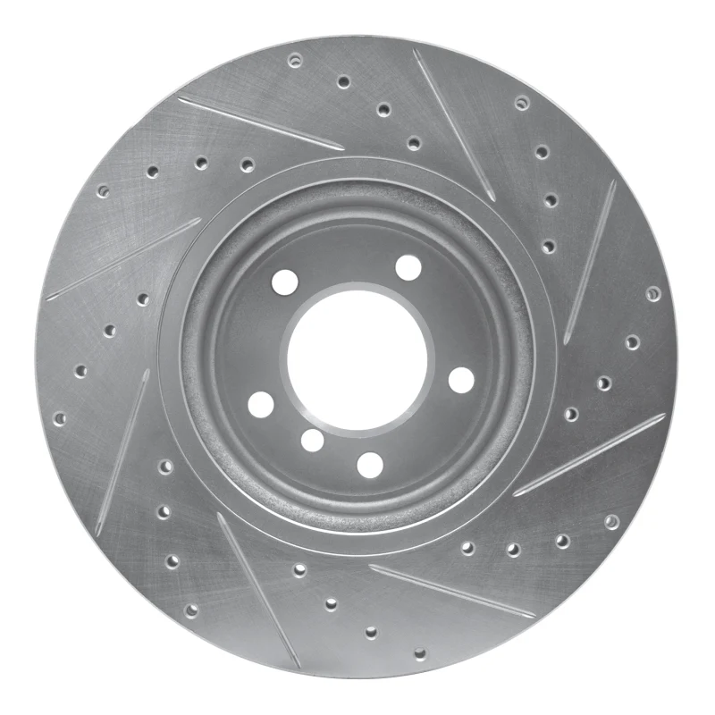 R1 06-13 BMW 135IS Front Left Drilled & Slotted Silver Brake Rotor - Image 4