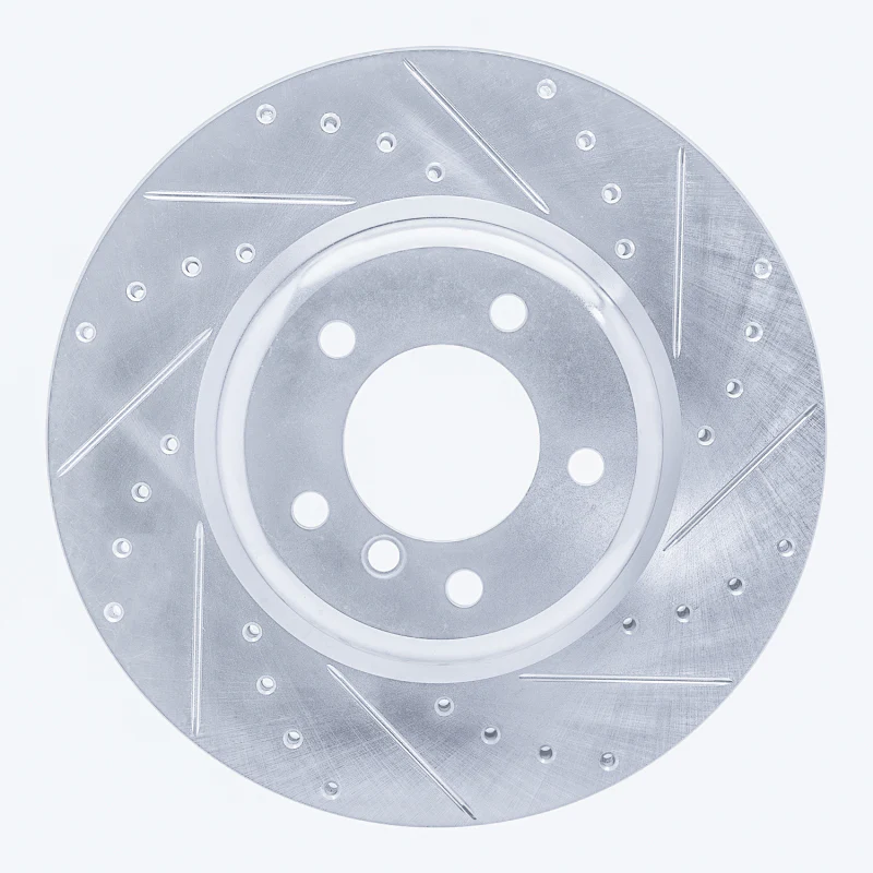 R1 06-13 BMW 330I Front Right Drilled & Slotted Silver Brake Rotor