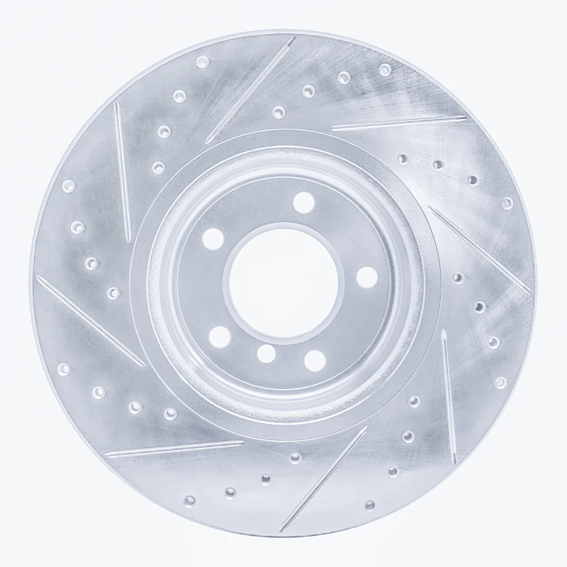 R1 06-13 BMW 330I Front Right Drilled & Slotted Silver Brake Rotor - Image 3