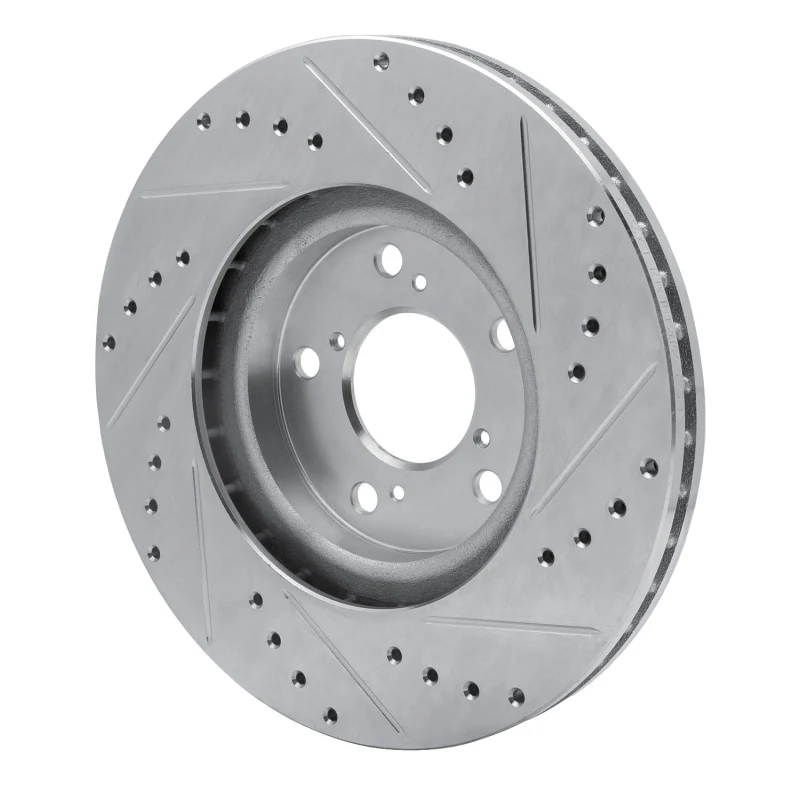 R1 06-14 Honda Ridgeline Front Left Drilled & Slotted Silver Brake Rotor - Image 4
