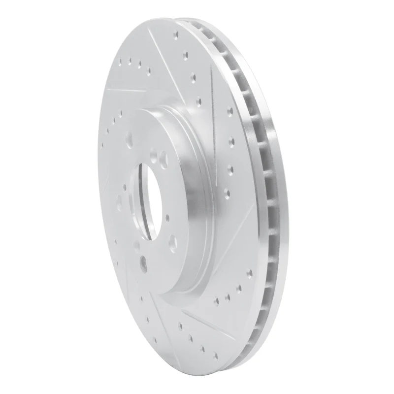 R1 06-14 Honda Ridgeline Front Right Drilled & Slotted Silver Brake Rotor - Image 2