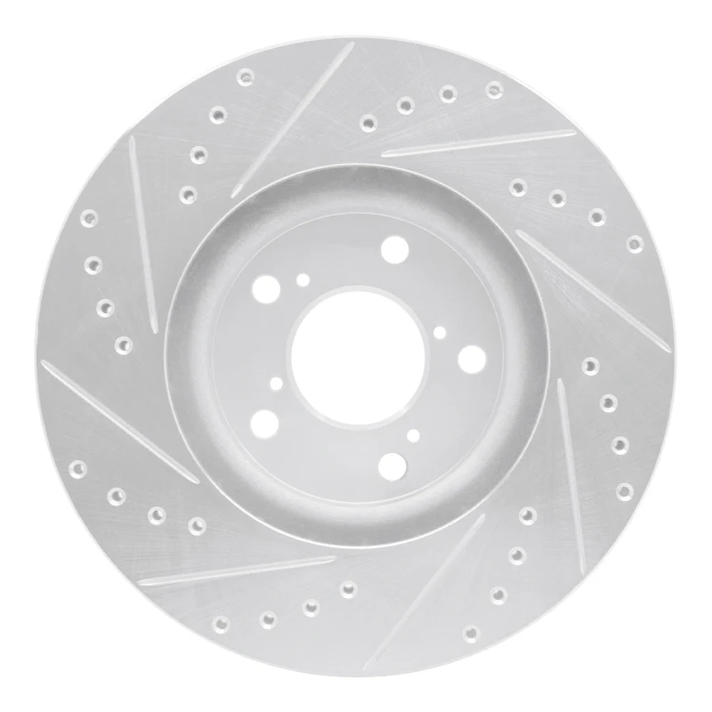 R1 06-14 Honda Ridgeline Front Right Drilled & Slotted Silver Brake Rotor - Image 3