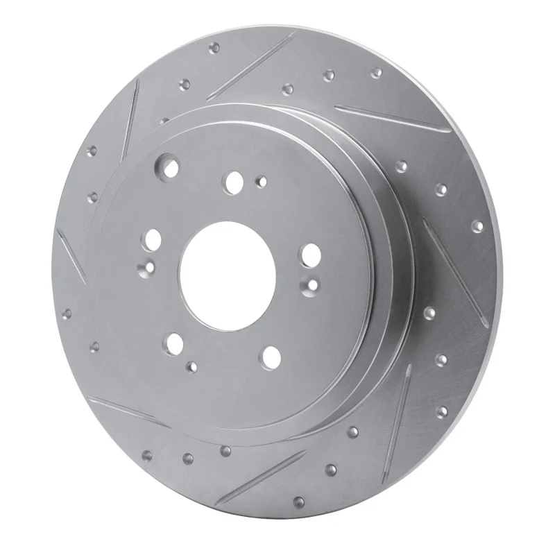 R1 06-14 Honda Ridgeline Rear Left Drilled & Slotted Silver Brake Rotor - Image 3