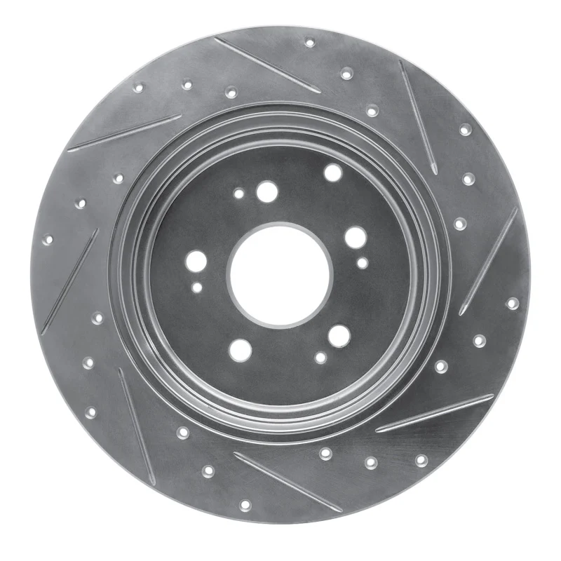 R1 06-14 Honda Ridgeline Rear Left Drilled & Slotted Silver Brake Rotor - Image 5