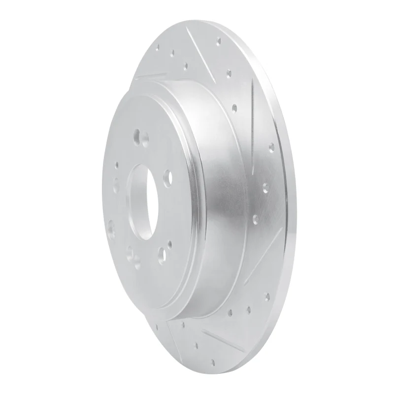 R1 06-14 Honda Ridgeline Rear Right Drilled & Slotted Silver Brake Rotor - Image 4
