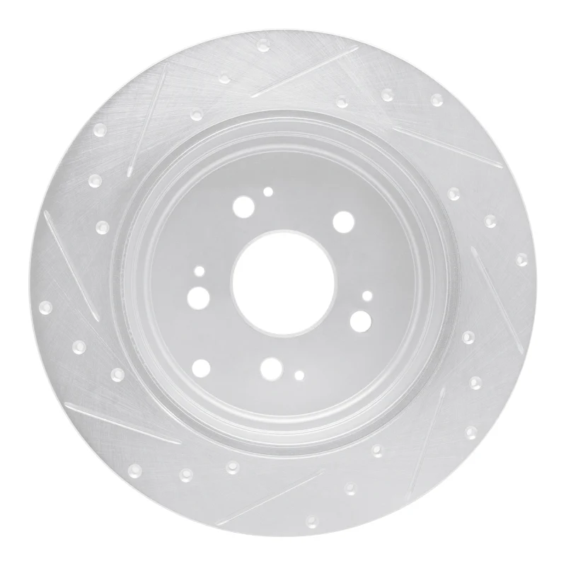R1 06-14 Honda Ridgeline Rear Right Drilled & Slotted Silver Brake Rotor - Image 5