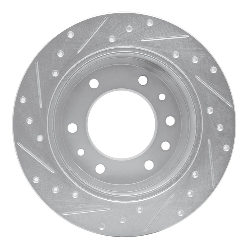 R1 06-14 Hyundai Entourage Rear Right Drilled & Slotted Silver Brake Rotor - Image 2