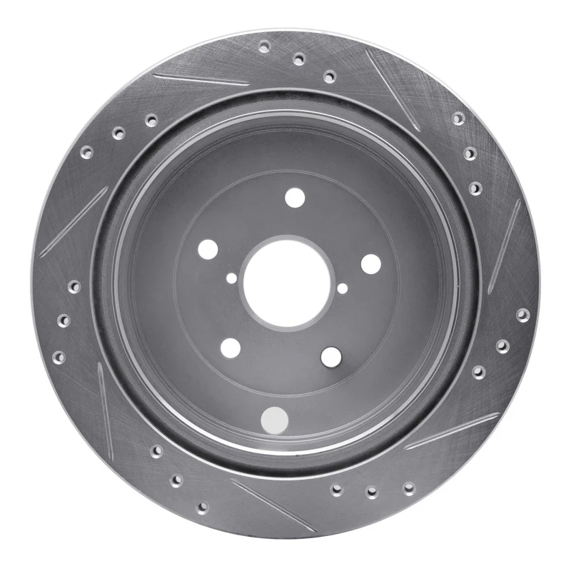 R1 06-14 Subaru B9 TRIBECA Rear Left Drilled & Slotted Silver Brake Rotor - Image 2