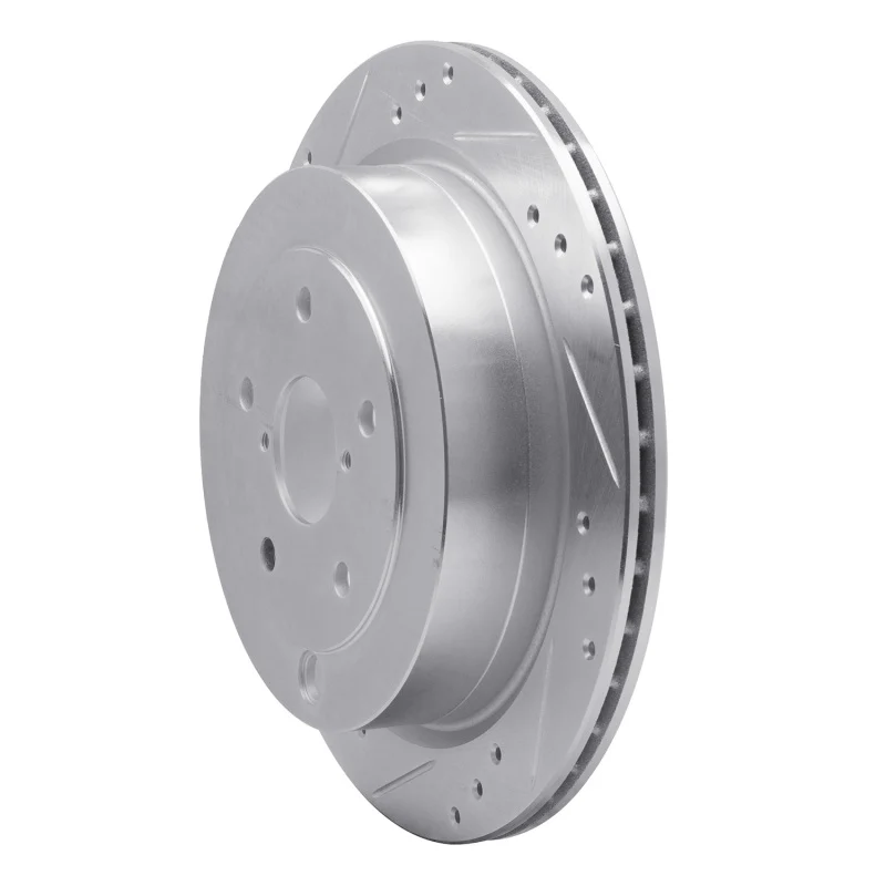 R1 06-14 Subaru B9 TRIBECA Rear Left Drilled & Slotted Silver Brake Rotor - Image 3