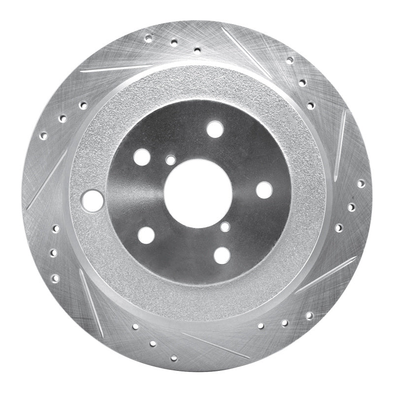 R1 06-14 Subaru B9 TRIBECA Rear Right Drilled & Slotted Silver Brake Rotor