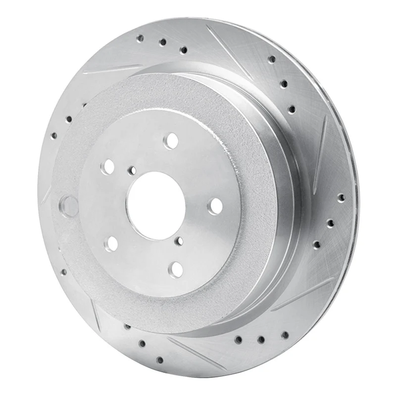 R1 06-14 Subaru B9 TRIBECA Rear Right Drilled & Slotted Silver Brake Rotor - Image 2