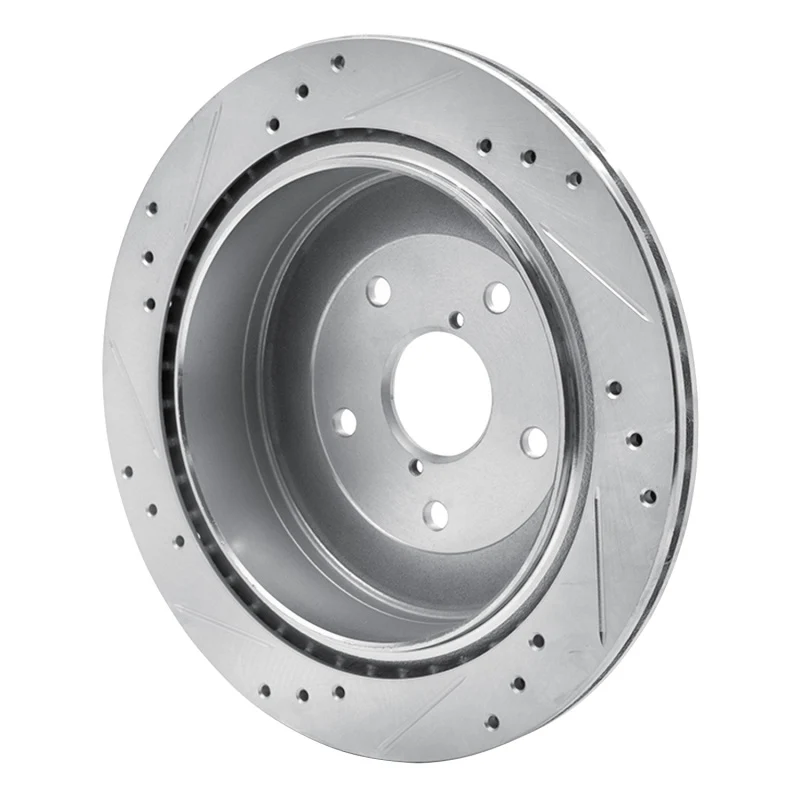 R1 06-14 Subaru B9 TRIBECA Rear Right Drilled & Slotted Silver Brake Rotor - Image 4