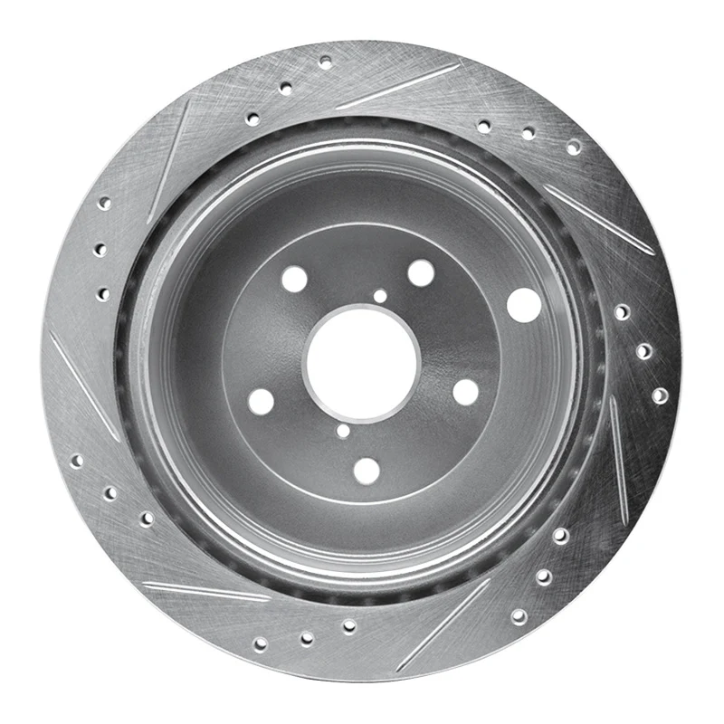 R1 06-14 Subaru B9 TRIBECA Rear Right Drilled & Slotted Silver Brake Rotor - Image 5