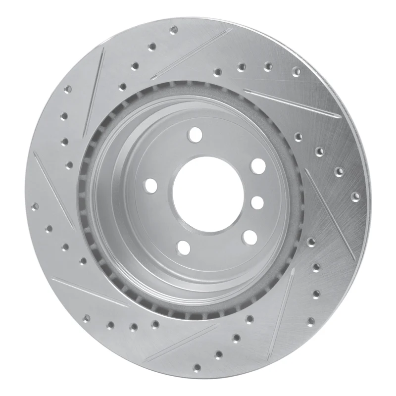 R1 06-15 BMW 335XI Rear Right Drilled & Slotted Silver Brake Rotor - Image 2