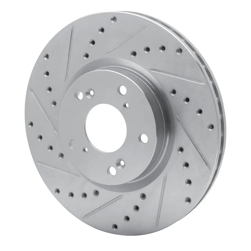 R1 06-15 Honda Civic Si Front Left Drilled & Slotted Silver Brake Rotor - Image 3