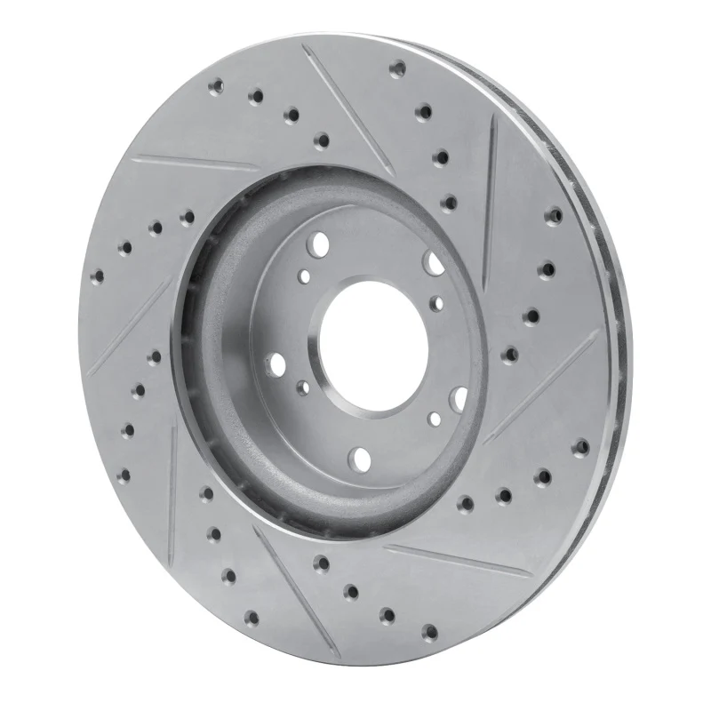 R1 06-15 Honda Civic Si Front Left Drilled & Slotted Silver Brake Rotor - Image 4