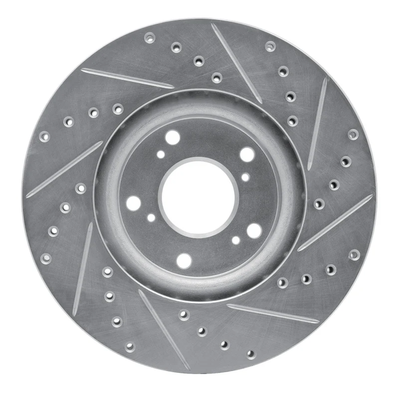 R1 06-15 Honda Civic Si Front Left Drilled & Slotted Silver Brake Rotor - Image 5