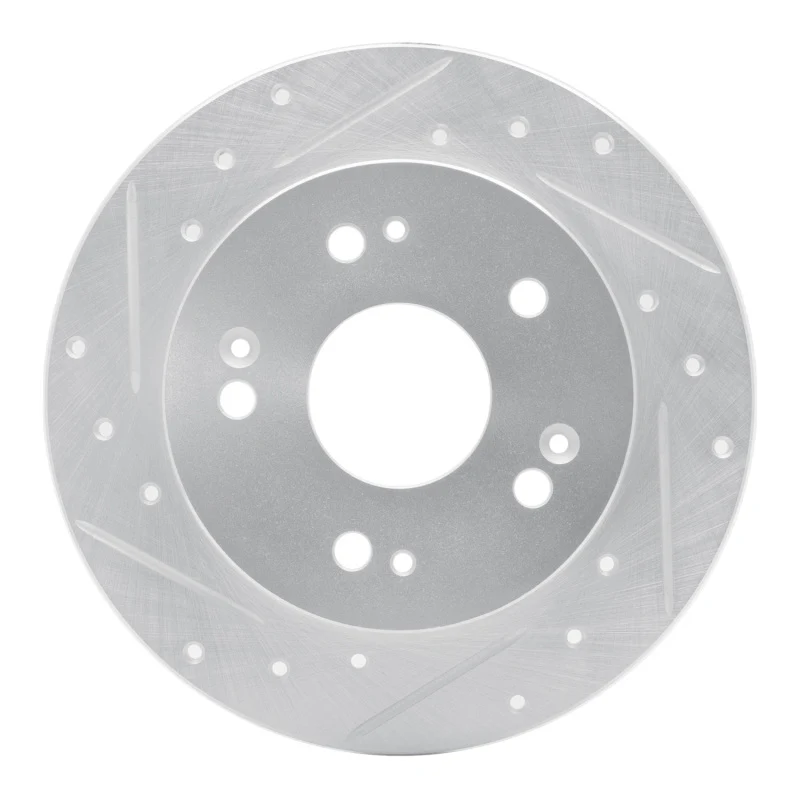 R1 06-15 Honda Civic Si Rear Left Drilled & Slotted Silver Brake Rotor