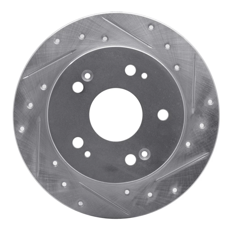 R1 06-15 Honda Civic Si Rear Right Drilled & Slotted Silver Brake Rotor