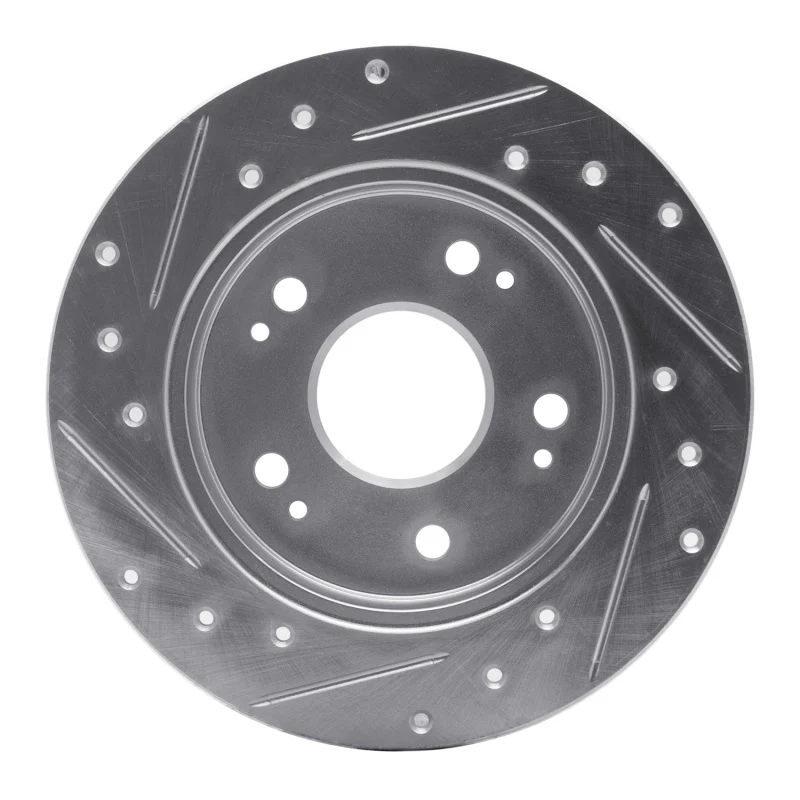 R1 06-15 Honda Civic Si Rear Right Drilled & Slotted Silver Brake Rotor - Image 3