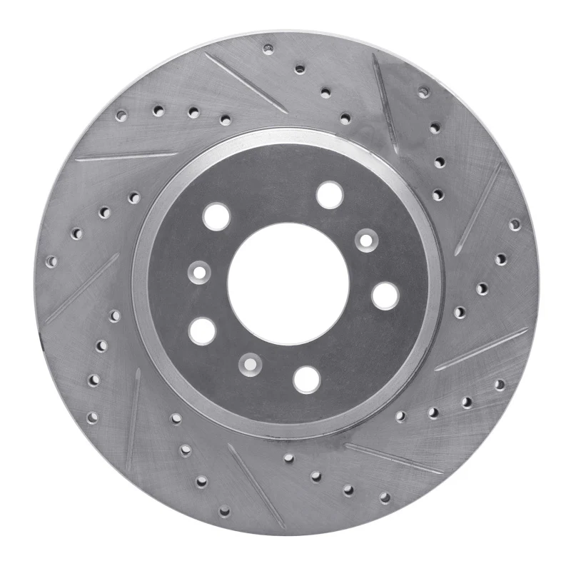 R1 06-16 Buick Lucerne Front Right Drilled & Slotted Silver Brake Rotor