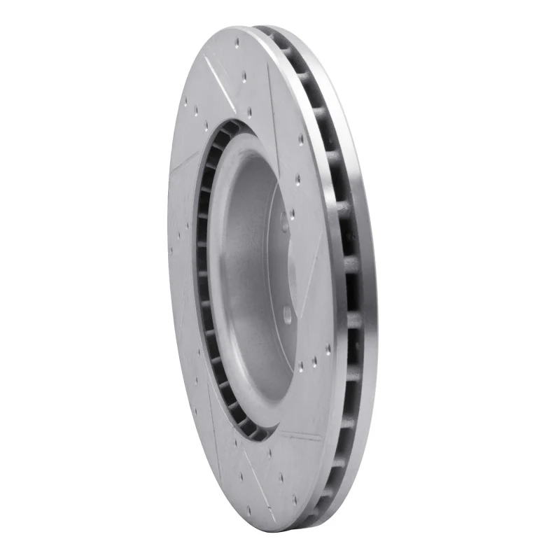 R1 06-17 Land Rover Discovery Front Left Drilled & Slotted Silver Brake Rotor - Image 4