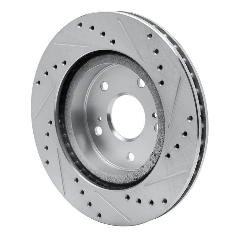R1 06-17 Suzuki Grand Vitara Front Left Drilled & Slotted Silver Brake Rotor - Image 2