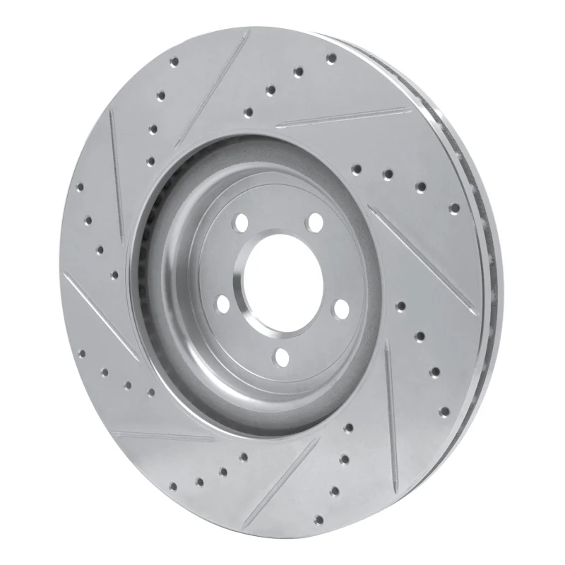 R1 06-21 Jaguar XKR Front Right Drilled & Slotted Silver Brake Rotor - Image 2