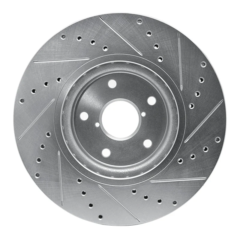 R1 06-21 Subaru Legacy Front Left Drilled & Slotted Silver Brake Rotor - Image 3