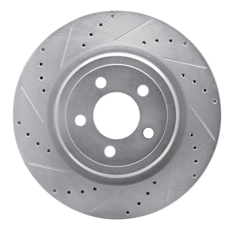 R1 06-23 Dodge Magnum Rear Left Drilled & Slotted Silver Brake Rotor